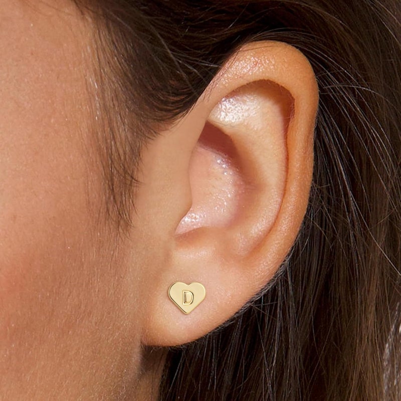BLThing Store Heart Initial Earrings for Girls Kids Women - 18K Gold Filled Heart A-Z Initial Letter Earrings Teen Girls Gifts Trendy Stuff Birthday Gift for 5 6 7 8 9 10 Year Old Girl Gifts - Image 2